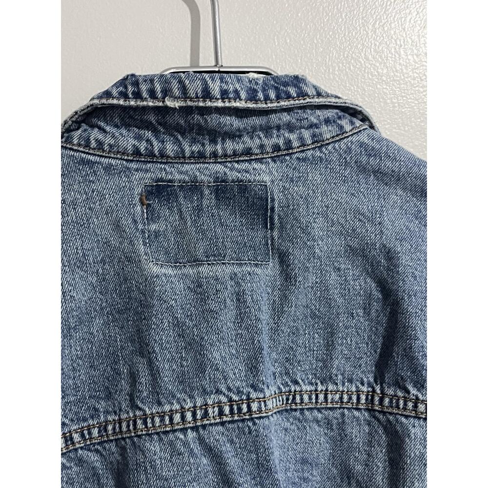 American Eagle Jacket Mens XL Blue Denim Bomber Collared Pockets Cotton Button - Picture 12 of 16